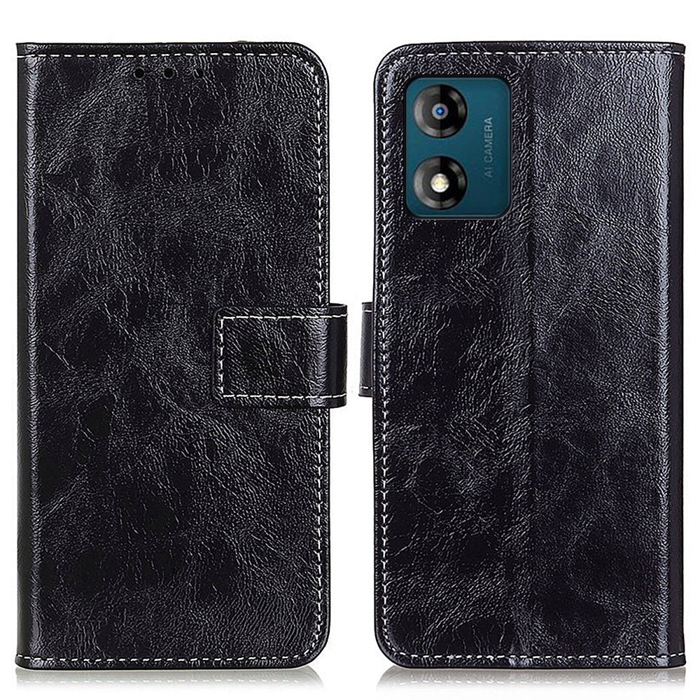 Shockproof Phone Cover For Motorola Moto E13 4G Leather Retro Crazy Horse Texture Phone Case Stand Wallet Shockproof Phone Cover For Motorola Moto E13 4G Leather Retro Crazy Horse Texture Phone Case Stand Wallet